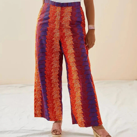 NWT Anthropologie Sika by Phyllis Taylor Abstract Wide-Leg Trouser 18W - Picture 6 of 9
